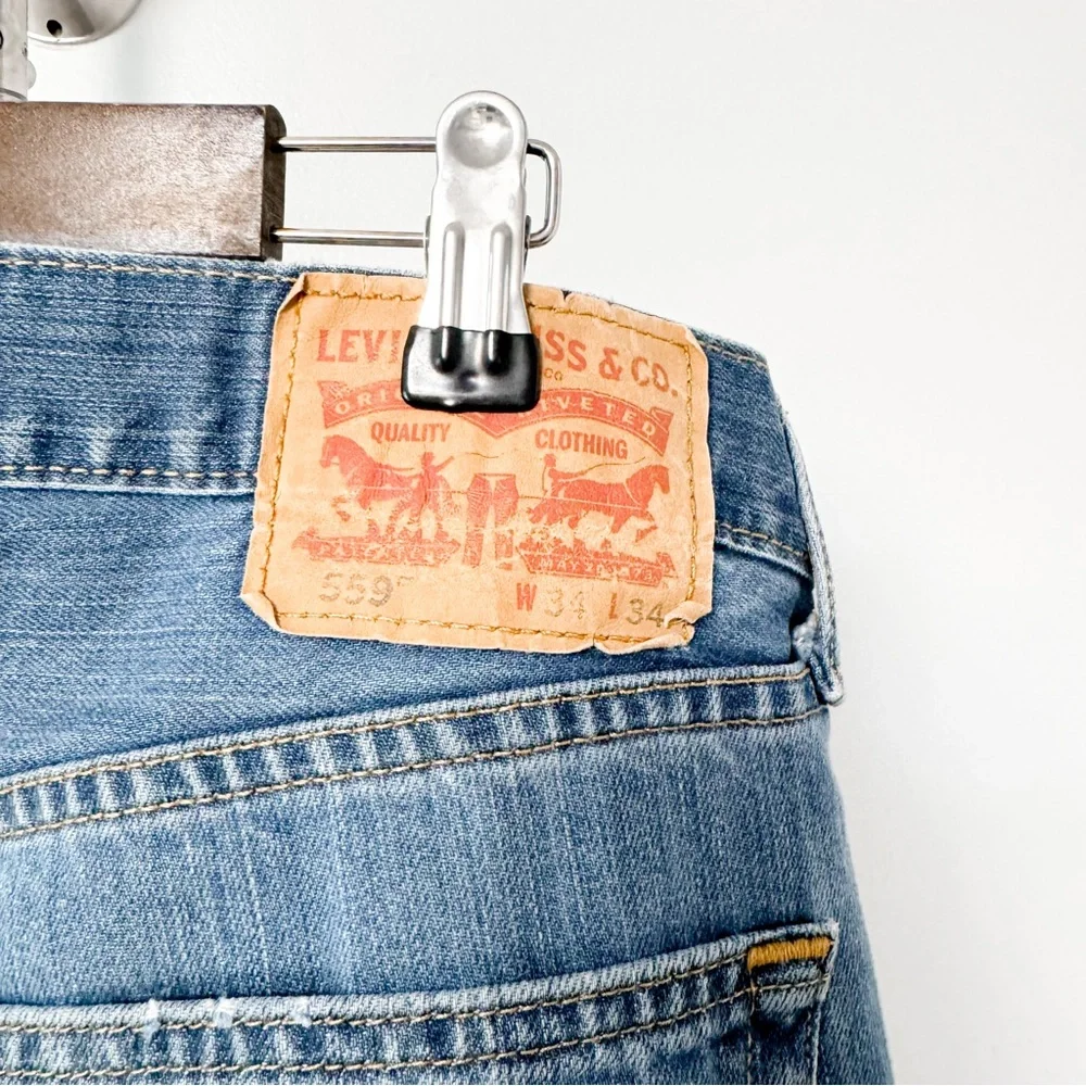 Men's Levis 559 Relaxed Straight Fit Denim Blue Jeans 34 x 34‎